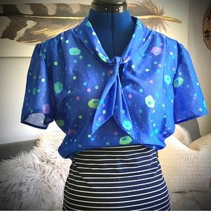 VTG poly polka dot blouse